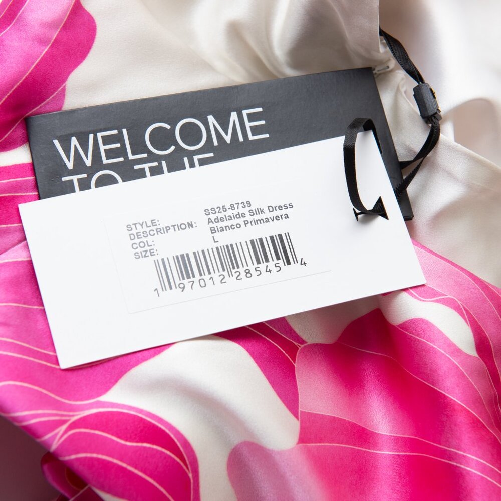 Retrofête Adelaide Floral Silk Halter Mini Dress Pink Yellow White Large New - Picture 5 of 9